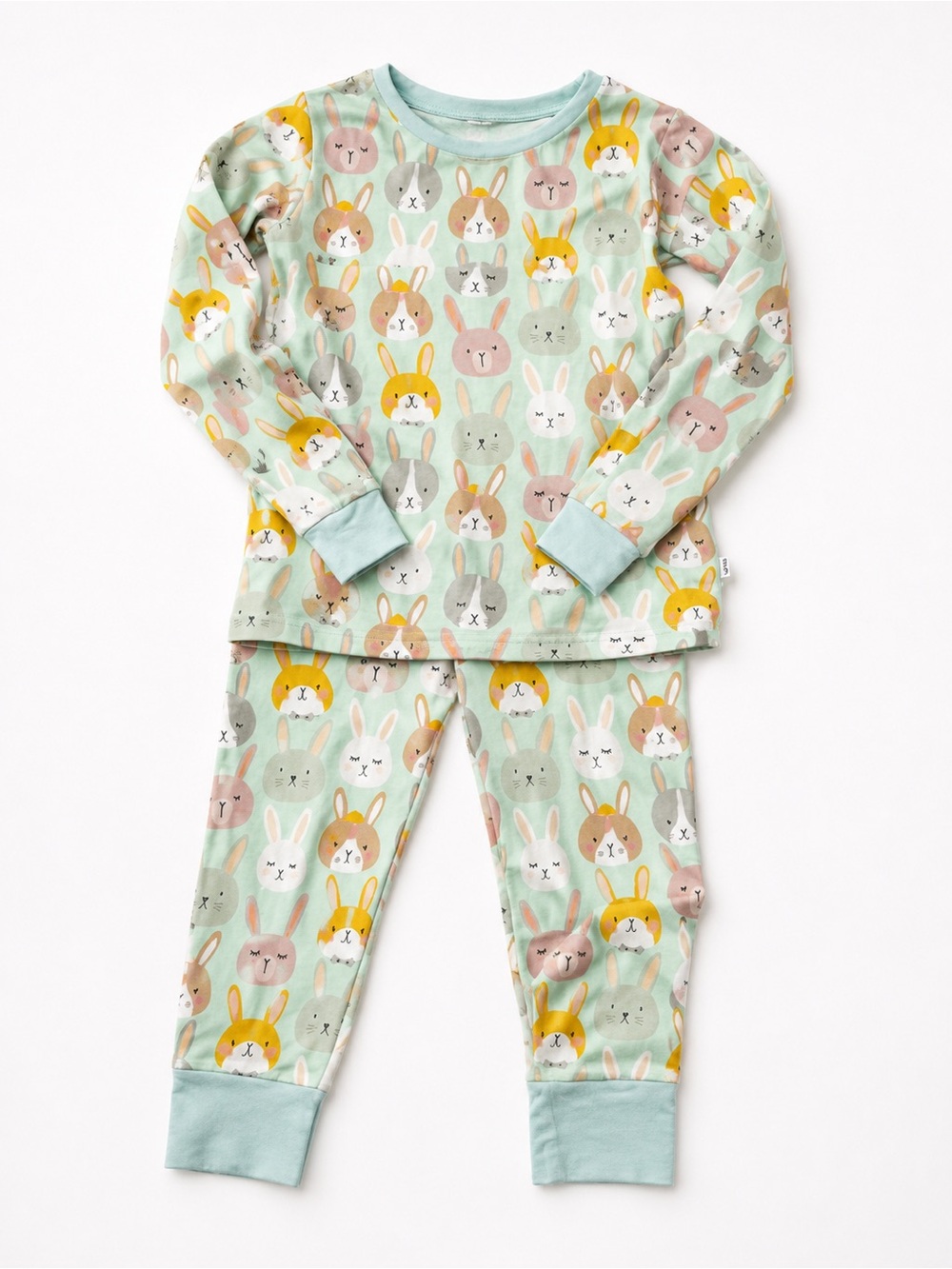 Little Sleepies Mint Bunny Print Pajama Set